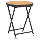 vidaXL Tea Table Black 60 cm Poly Rattan and Solid Acacia Wood