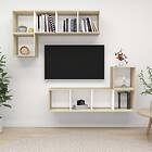 vidaXL 4 Piece TV Cabinet Set White and Sonoma Oak Chipboard