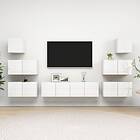 vidaXL 8 Piece TV Cabinet Set High Gloss White Chipboard