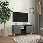 vidaXL TV Cabinet &amp; Solid Wood Legs High Gloss Grey 103.5x35x50 cm