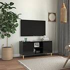 vidaXL TV Cabinet &amp; Solid Wood Legs High Gloss Black 103.5x35x50 cm