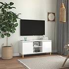 vidaXL TV Cabinet &amp; Solid Wood Legs High Gloss White 103.5x35x50 cm