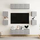 vidaXL 8 Piece TV Cabinet Set Concrete Grey Chipboard