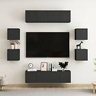 vidaXL 8 Piece TV Cabinet Set Black Chipboard