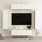 vidaXL 6 Piece TV Cabinet Set White and Sonoma Oak Chipboard