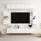 vidaXL 10 Piece TV Cabinet Set High Gloss White Chipboard