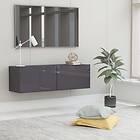 vidaXL TV Cabinet High Gloss Grey 100x30x30 cm Chipboard