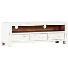 vidaXL TV Cabinet White 120x30x40 cm Solid Acacia Wood