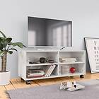 vidaXL TV Cabinet with Castors High Gloss White 90x35x35 cm Chipboard