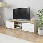 vidaXL TV Cabinet White and Sonoma Oak 120x30x35.5 cm Chipboard