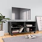 vidaXL TV Cabinet with Castors High Gloss Grey 90x35x35 cm Chipboard