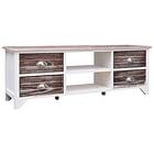 vidaXL TV Cabinet White and Brown 115x30x40 cm Paulownia Wood