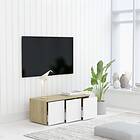vidaXL TV Cabinet White and Sonoma Oak 80x34x30 cm Chipboard