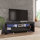 vidaXL TV Cabinet with LED Lights High Gloss Black 130x35x45 cm