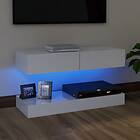 vidaXL TV Cabinet with LED Lights High Gloss White 90x35 cm