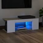 vidaXL TV Cabinet with LED Lights White and Sonoma Oak 90x39x30 cm