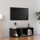 vidaXL TV Cabinet High Gloss Black 107x35x37 cm Chipboard