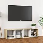 vidaXL TV Cabinet White and Sonoma Oak 142.5x35x36.5 cm Chipboard