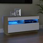 vidaXL TV Cabinet with LED Lights White and Sonoma Oak 80x35x40 cm