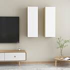 vidaXL TV Cabinets 2 pcs White and Sonoma Oak 30.5x30x90 cm Chipboard