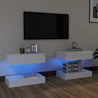 vidaXL TV Cabinets with LED Lights 2 pcs High Gloss White 60x35 cm