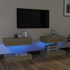 vidaXL TV Cabinets with LED Lights 2 pcs Sonoma Oak 60x35 cm