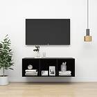 vidaXL Wall-mounted TV Cabinet High Gloss Black 37x37x107 cm Chipboard