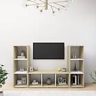 vidaXL TV Cabinets 3 pcs White and Sonoma Oak 107x35x37 cm Chipboard