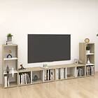 vidaXL TV Cabinets 4 pcs White and Sonoma Oak 107x35x37 cm Chipboard