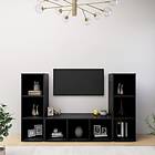 vidaXL TV Cabinets 3 pcs Black 107x35x37 cm Chipboard