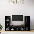 vidaXL TV Cabinets 3 pcs High Gloss Black 107x35x37 cm Chipboard