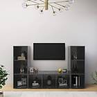 vidaXL TV Cabinets 3 pcs High Gloss Grey 107x35x37 cm Chipboard