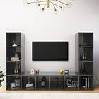vidaXL TV Cabinets 3 pcs High Gloss Grey 142.5x35x36.5 cm Chipboard