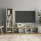 vidaXL TV Cabinets 2pcs White & Sonoma Oak 142.5x35x36.5cm Chipboard