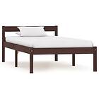 vidaXL Bed Frame Dark Brown Solid Pine Wood 90x200 cm