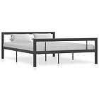 vidaXL Bed Frame Grey and White Metal 140x200 cm