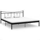 vidaXL Bed Frame Black Metal and Plywood 180x200 cm