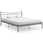 vidaXL Bed Frame Grey Metal and Plywood 140x200 cm