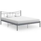 vidaXL Bed Frame Grey Metal and Plywood 160x200 cm