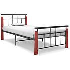 vidaXL Bed Frame Metal and Solid Oak Wood 100x200 cm