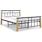 vidaXL Bed Frame Metal and Solid Oak Wood 140x200 cm