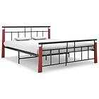 vidaXL Bed Frame Metal and Solid Oak Wood 160x200 cm