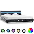 vidaXL Bed Frame with LED Black Faux Leather 150x200 cm