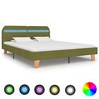 vidaXL Bed Frame with LED Green Fabric 150x200 cm