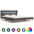 vidaXL Bed Frame with LED Taupe Fabric 150x200 cm