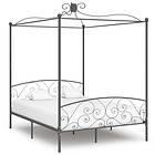 vidaXL Canopy Bed Frame Grey Metal 180x200 cm