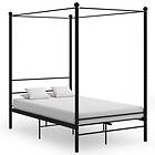vidaXL Canopy Bed Frame Black Metal 120x200 cm