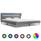 vidaXL Bed Frame with LED Light Grey Fabric 150x200 cm