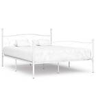 vidaXL Bed Frame with Slatted Base White Metal 200x200 cm