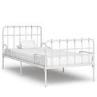 vidaXL Bed Frame with Slatted Base White Metal 100x200 cm